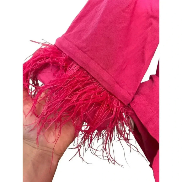 Sleeper Party Cropped Feather Trim Pajama Shirt - Picture 7 of 9